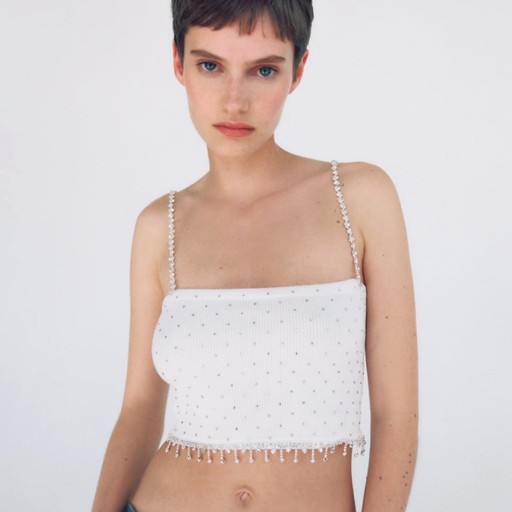 Zara Seamless Rhinestone Crop Top